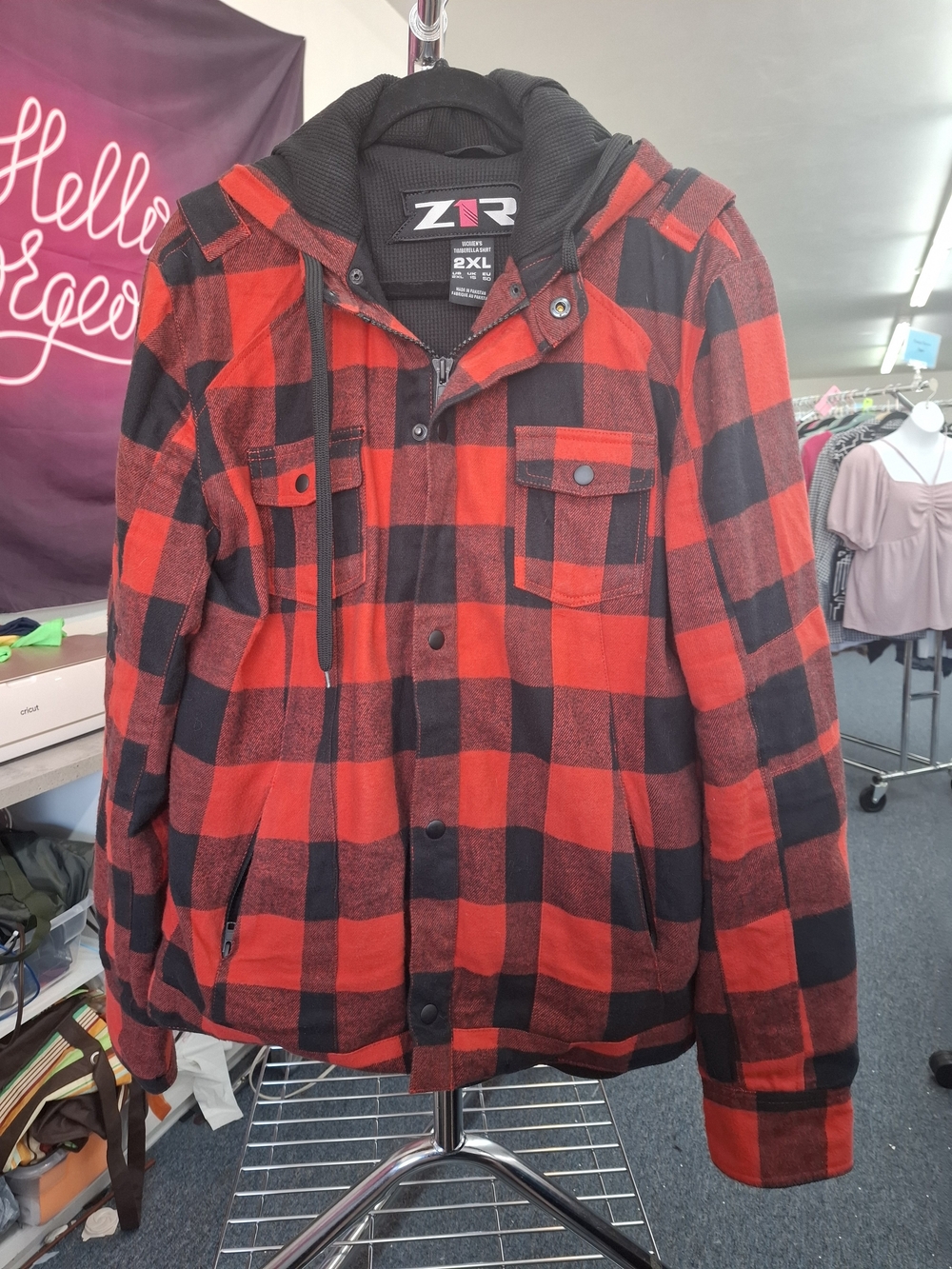 Z1R Timberella Shirt Flannel And Thermal Riding Hoodie Jacket Size XXL
